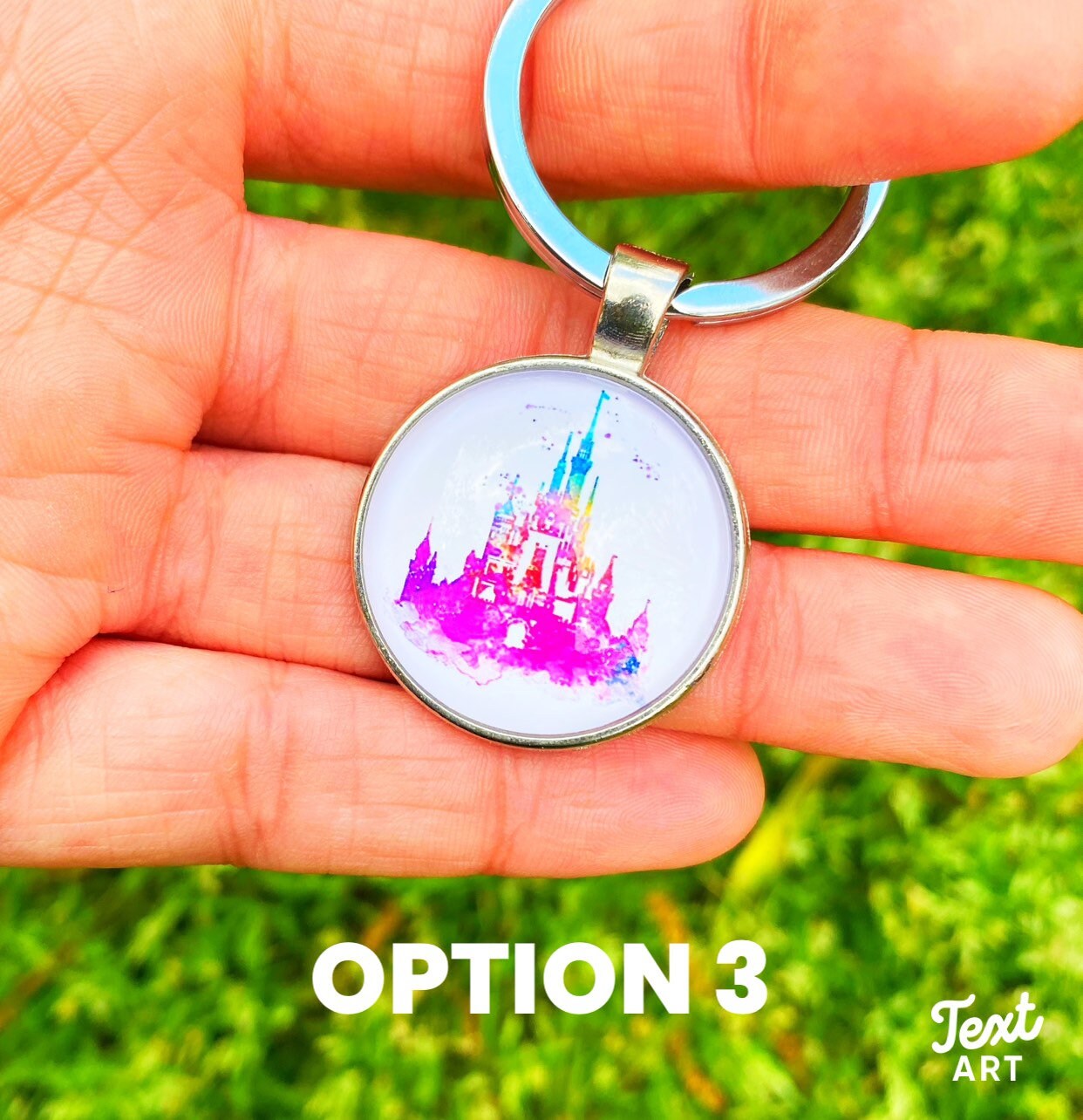 Llavero colgante disney castle glass cabochon | Etsy