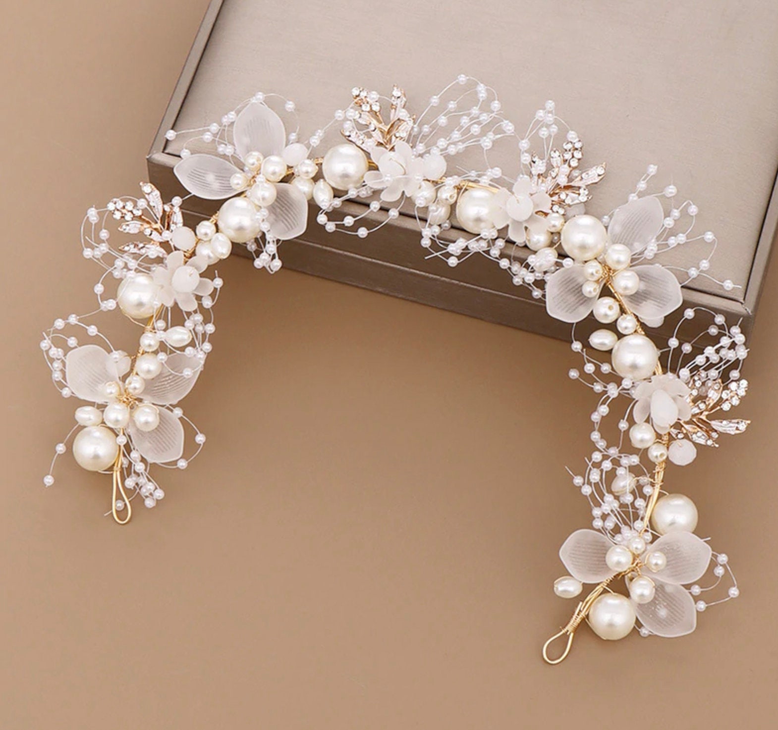 Luxurious Gold Pearl Hair Piece Handmade Tiara Bridal Hair | Etsy
