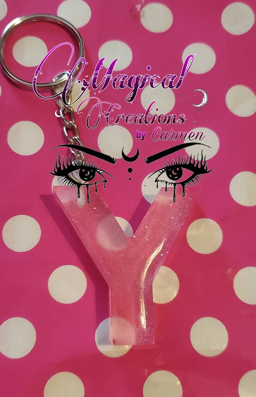 Resin Handgemachter Buchstaben Schlüsselanhänger Glitzer und | Etsy