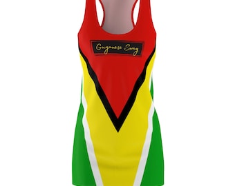 Show Your Guyanese Pride in Style with the Guyana Flag Racerback Dress by Guyanese Swag -The perfect Blend of Culture and Fashion Attractive