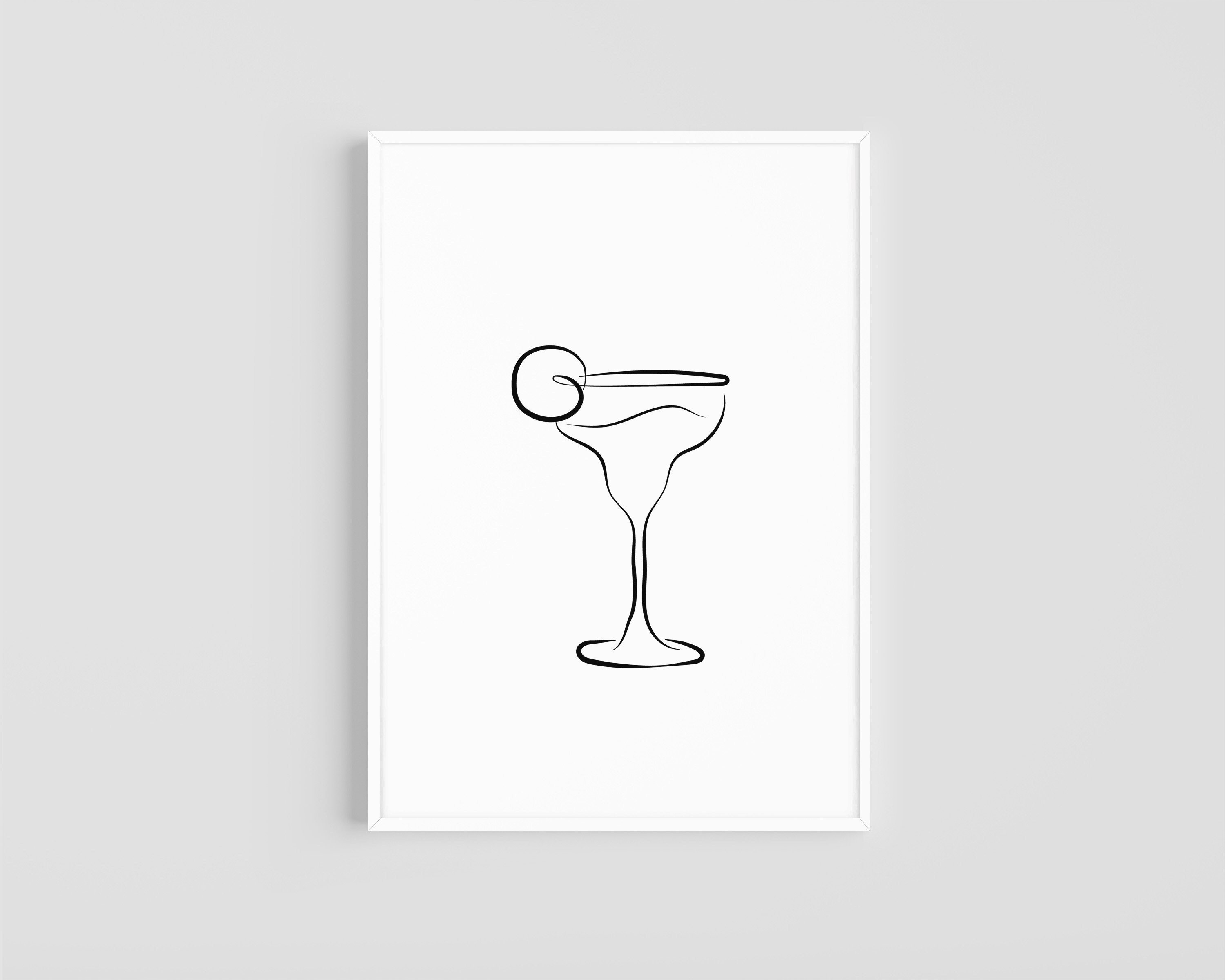 Margarita Cocktail Glass Line Art DIGITAL DOWNLOAD PRINT Etsy