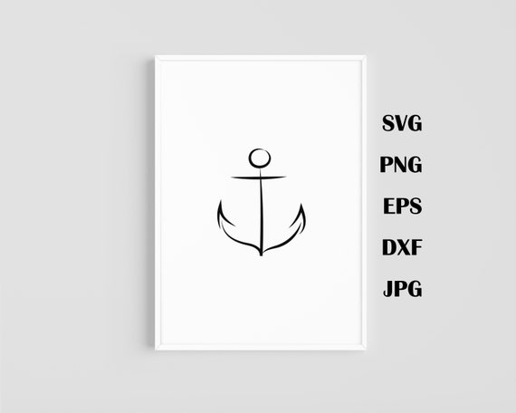 Anchor Nautical DIGITAL Download Print Line Drawing Sketch Minimal