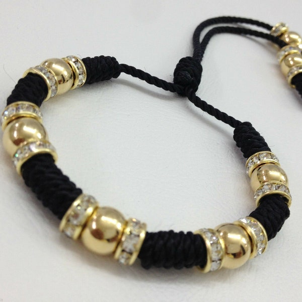 Pulsera Negra Estilo Sinaloense Con Oro Laminado