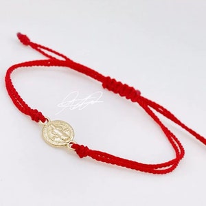 Pulsera Roja Con Medalla De San Benito Protección