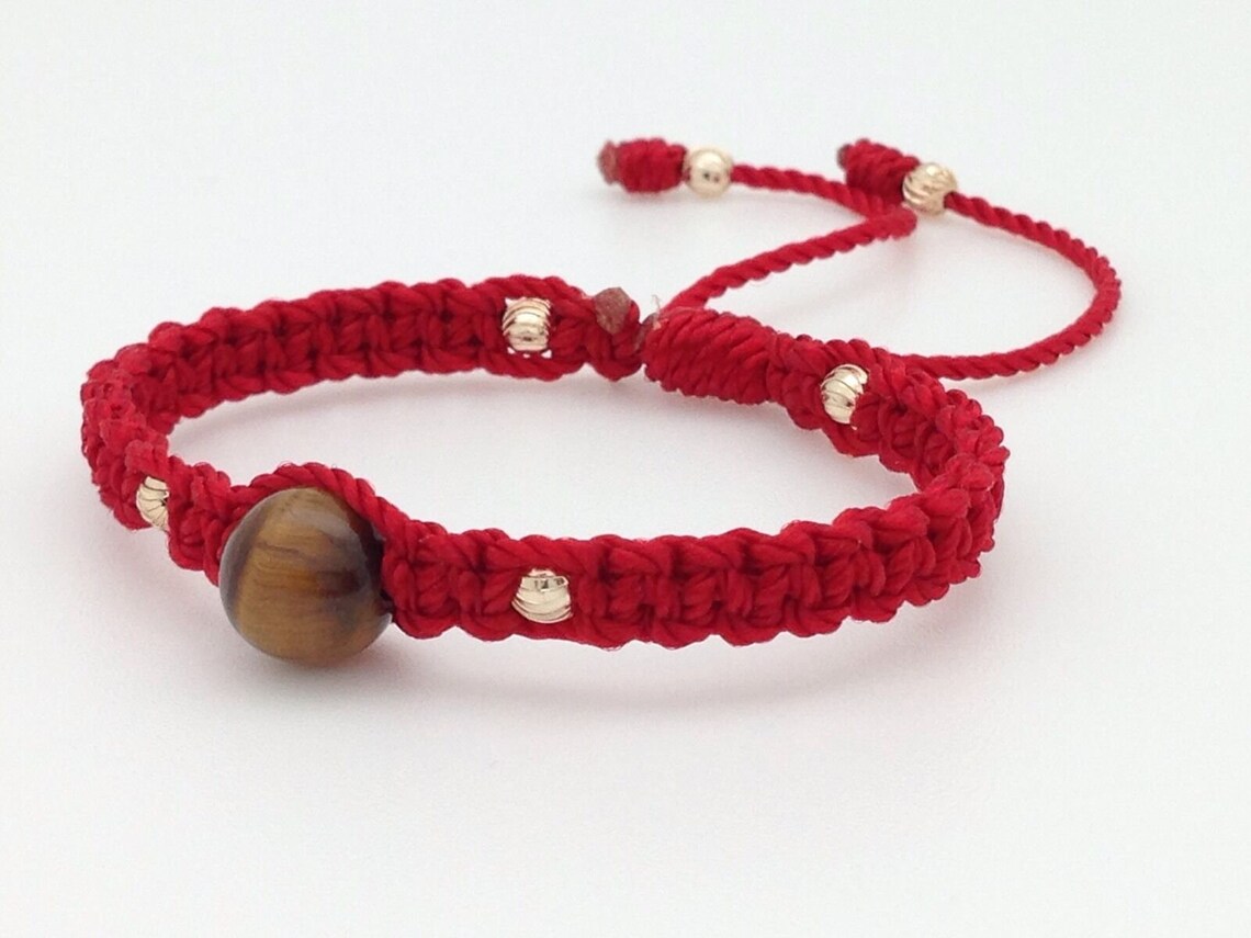 Pulsera Roja Para El Mal De Ojo Con Ojo De Tigre baby Red