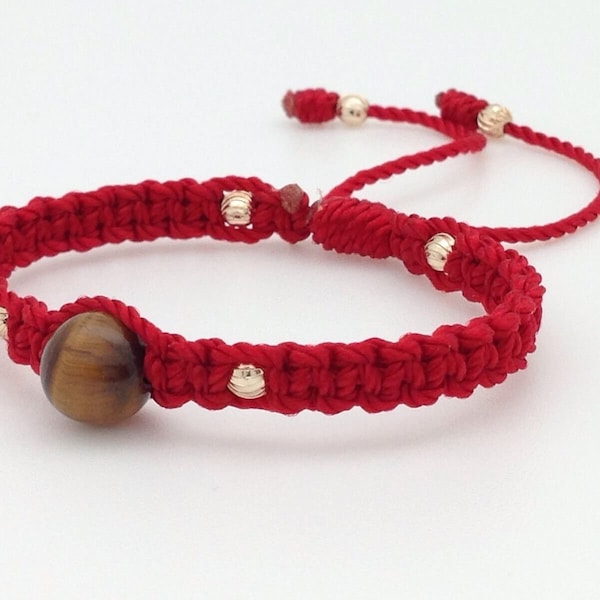 Pulsera Roja Para El Mal De Ojo Con Ojo De Tigre (baby) Red Protection Bracelet For Baby