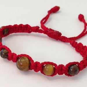 Pulsera Roja Con Ojo De Tigre Tejida rode tijgeroog armband