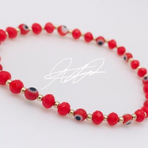Pulsera roja con ojitos con crystal para mal de ojo