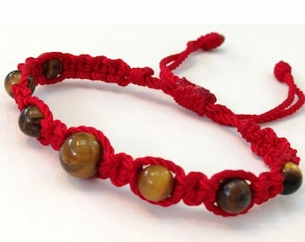 Pulsera Roja con 7 ojos de tigre