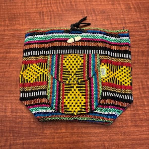 Yellow Mini Backpack with Multicolored Stripped Mini Mochila Amarilla Pinzon