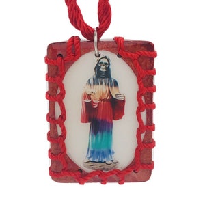 Escapulario Rojo 7 Potencias De La Santa Muerte Holy Death Scapolare (Collana Grim Reaper)
