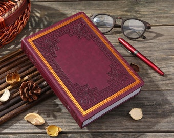 Victoria's Journals Leatherette Vintage Old Looking Sketchbook and Blank Travel Diary Classic Antique Style Diary (5.7" x 8.1") (Burgundy)