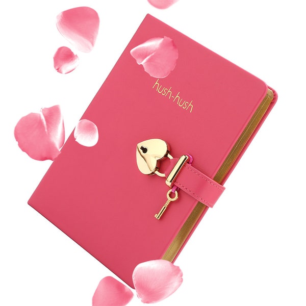 Heart Shaped Lock Journal, Lock Diary for Girls with Key, 5.3x7.3",320p Victoria's Journals Secret Diary, College-ruled (Hot Pink)