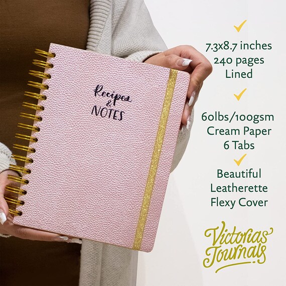 Recipes & Notes, Recipe Book for Own Recipes, Blank Recipe Journal, Write Your Own, Recipe Planner and Organizer, With Tabs 7.3 X 8.7, 240p 