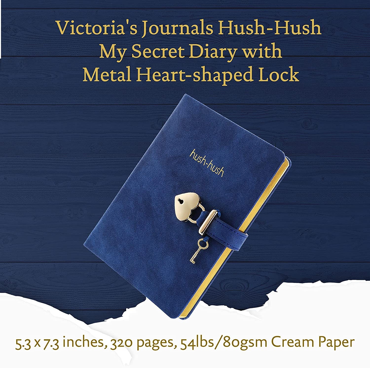 Heart Shaped Lock Journal, Lock Diary for Girls With Key, 5.3x7.3,320p