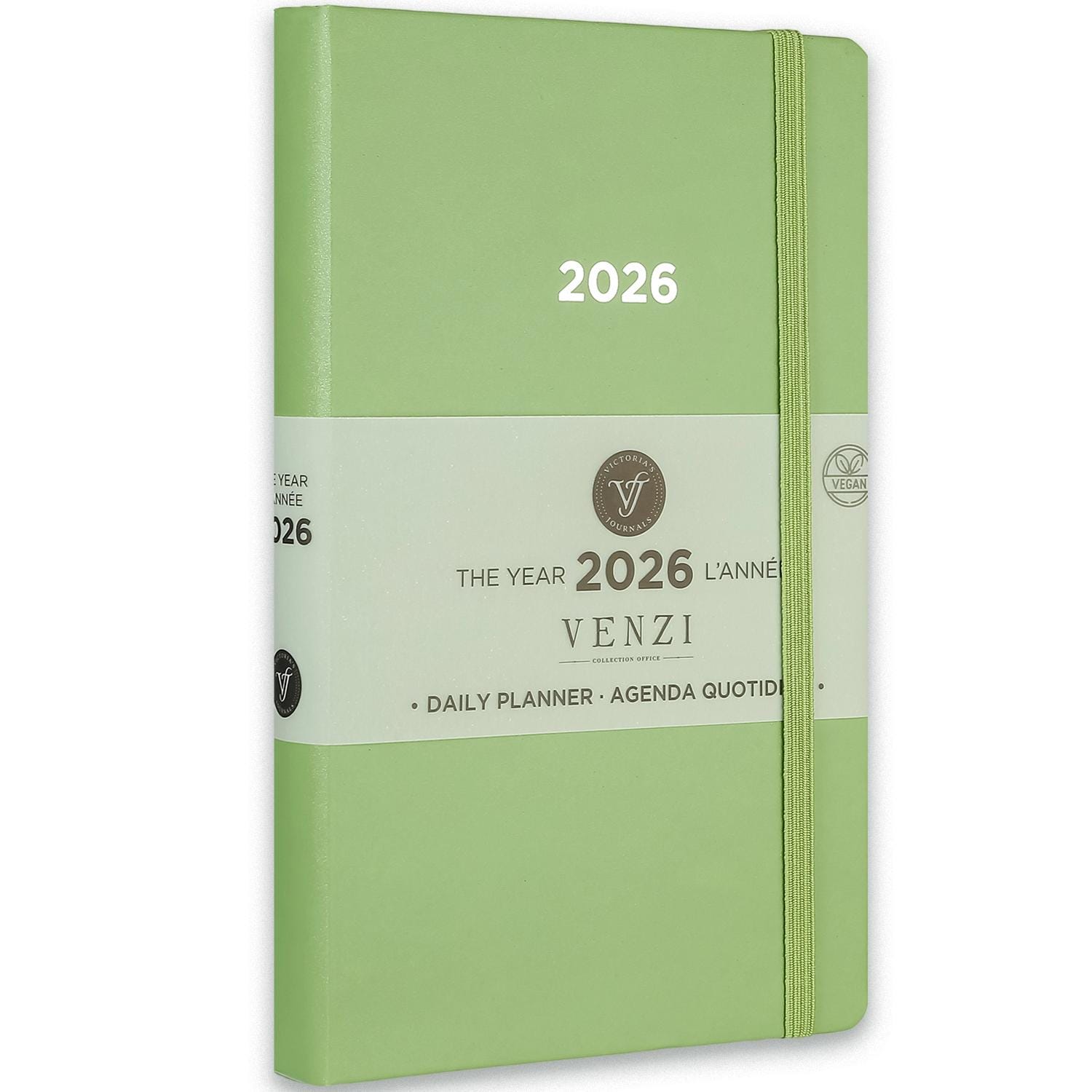 2026 Daily Planner: Green Vegan Leather Agenda, Bilingual 2026 Daily Planner: Green Vegan Leather Agenda, Bilingual