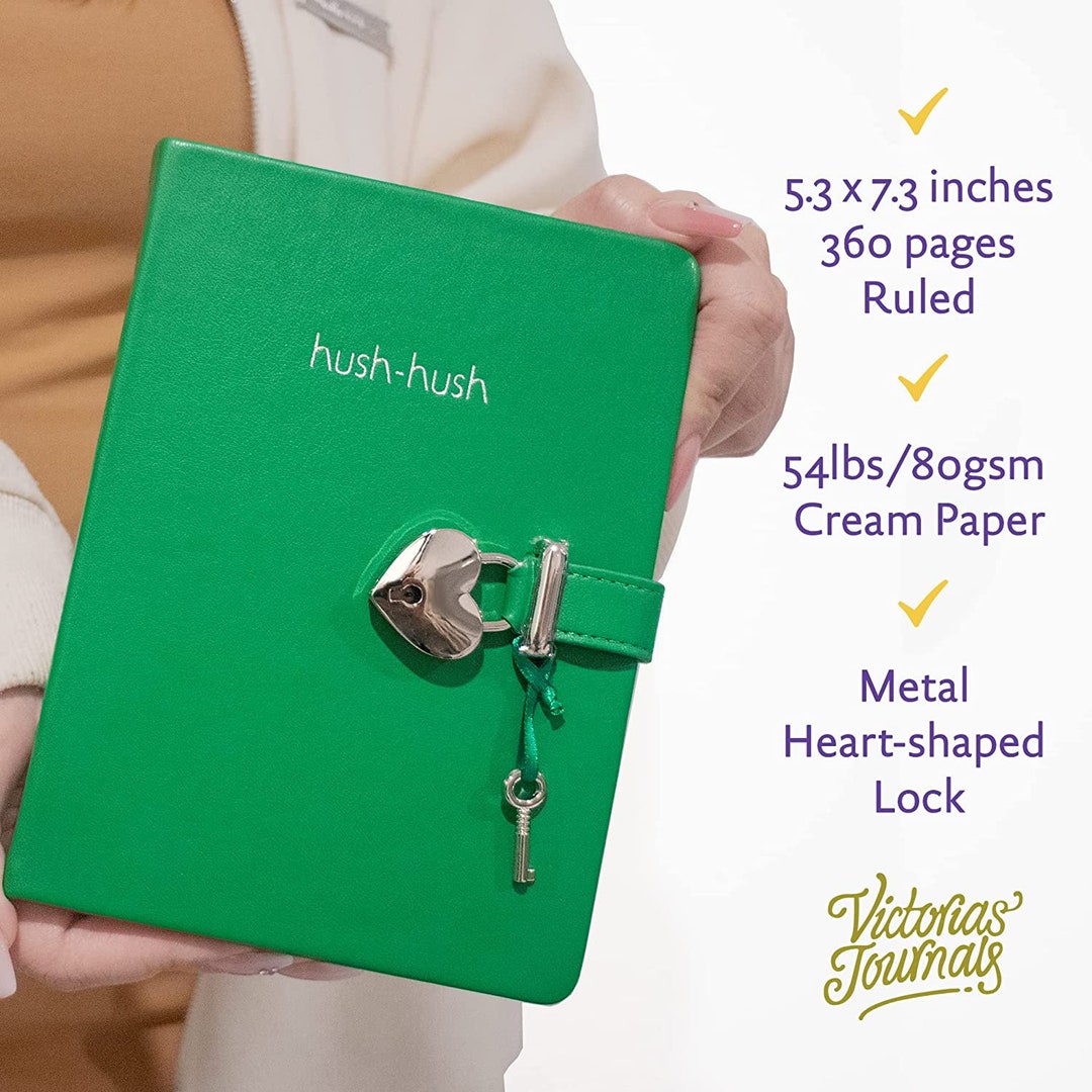 Heart Shaped Lock Journal, Lock Diary for Girls With Key, 5.3x7.3,320p