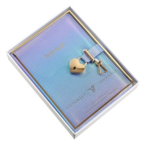Diário Heart Lock para meninas com chave (azul iridescente)