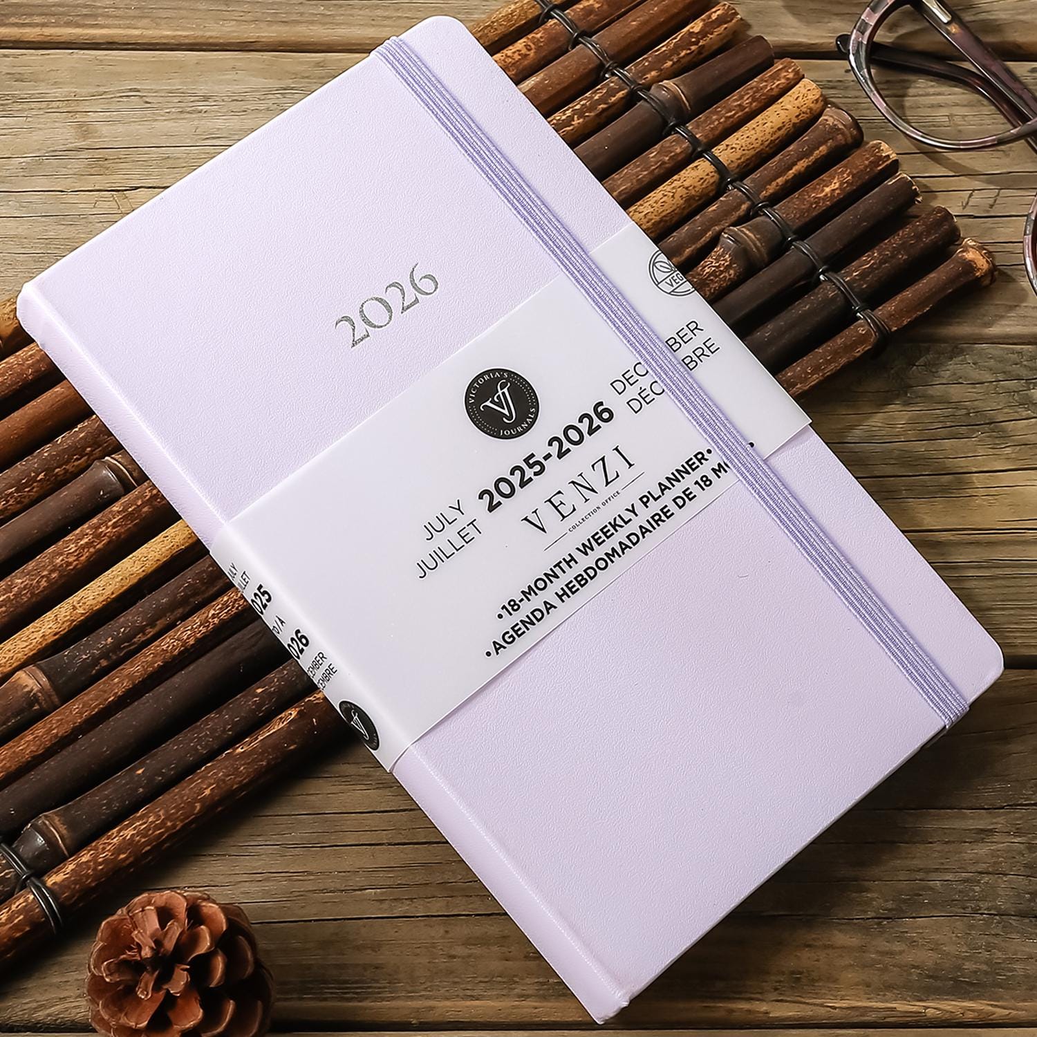 2025-2026 Weekly Planner: Lilac Vegan Leather Agenda, Bilingual - Etsy