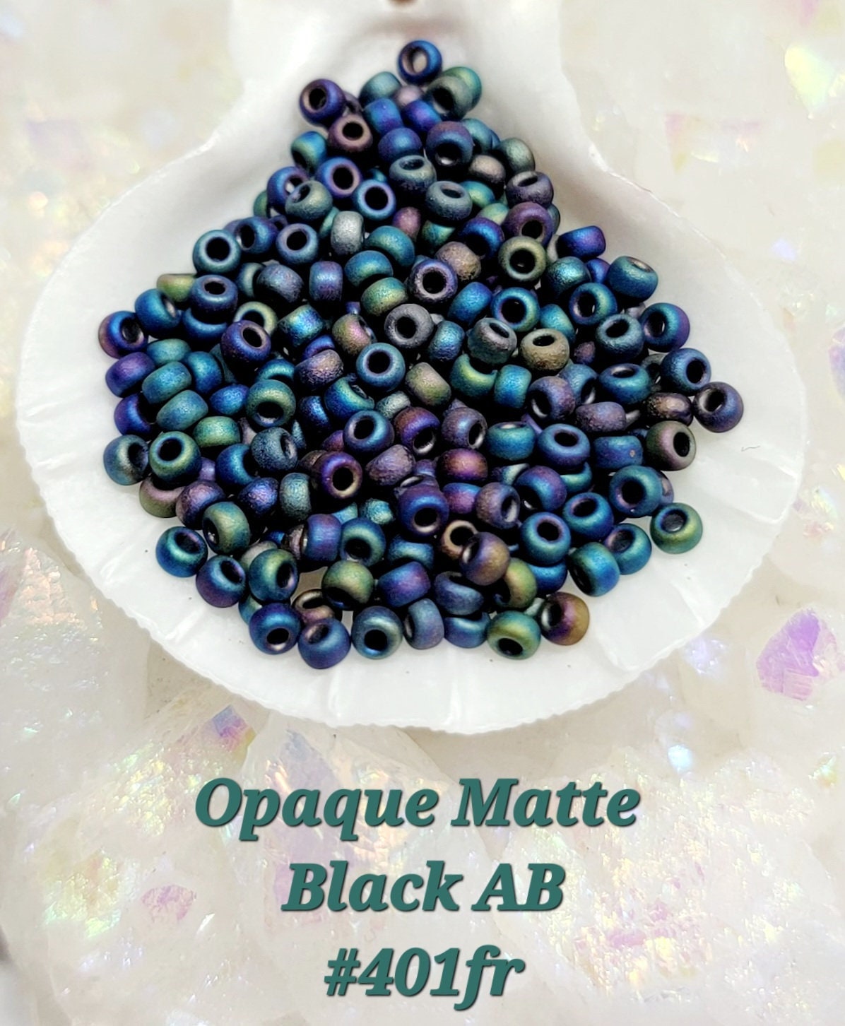 Miyuki Tila Seed Bead Opaque Matte Black AB 10g TL401FR