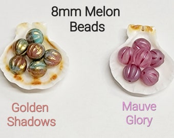 Melon Beads ~ 23 Color Options ~ 8mm ~ 10 Bead Lots ~