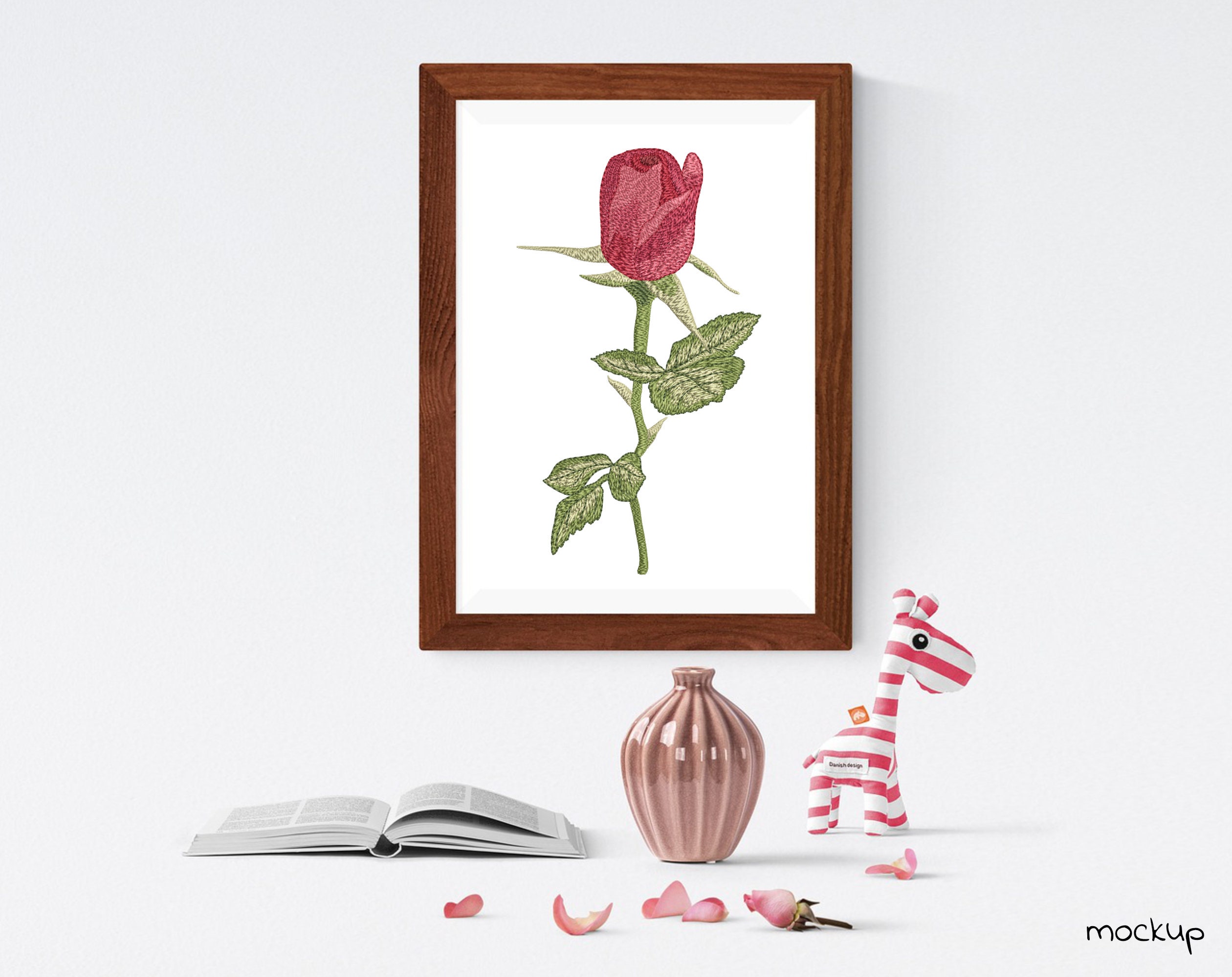 Red rose with stem machine embroidery red rose patch rose  etsy Red rose with stem machine embroidery red rose patch rose  etsy