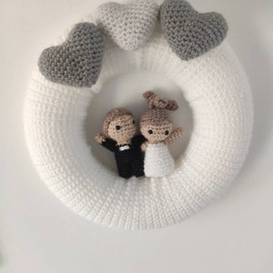 Handmade Crochet Bride and Groom Bees, Wedding Cake Topper 