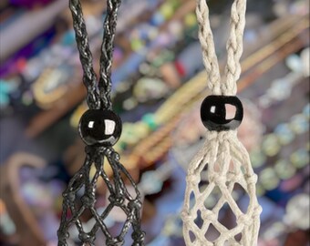 Handmade Crystal Tumble Macrame Cage Necklace
