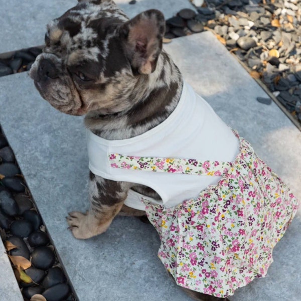 Fabulous Fido Cute Girl French Bulldog Floral Dress  For Small Medium Dog Puppy Chihuahua Cool Costume Gift for Pet Birthday
