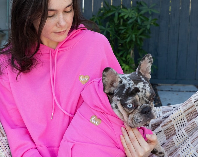 MATCHING PET OWNER Set, Matching Hoodies Set, Stylish and Comfy 100% Cotton Love Hoodies For Dog & Owner