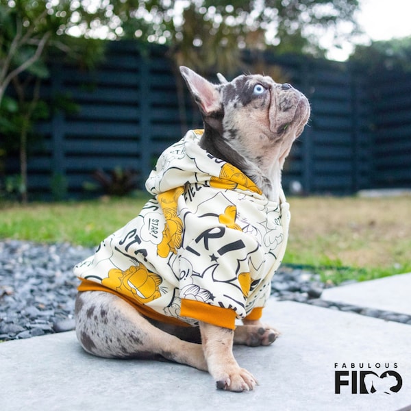 Fabulous Fido French Bulldog Warm Hoodie, Thickened Winter Dog Hooded Sweater, Stylish Fleece White Pet Hoodie, Dog Lover Gift