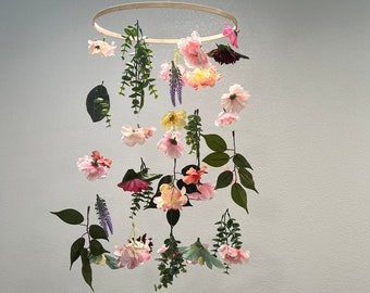 Flower Baby Mobile, Flower and Greenery Mobile, Flower Baby Mobile, Wildflower Crib Mobile, Flower Nursery