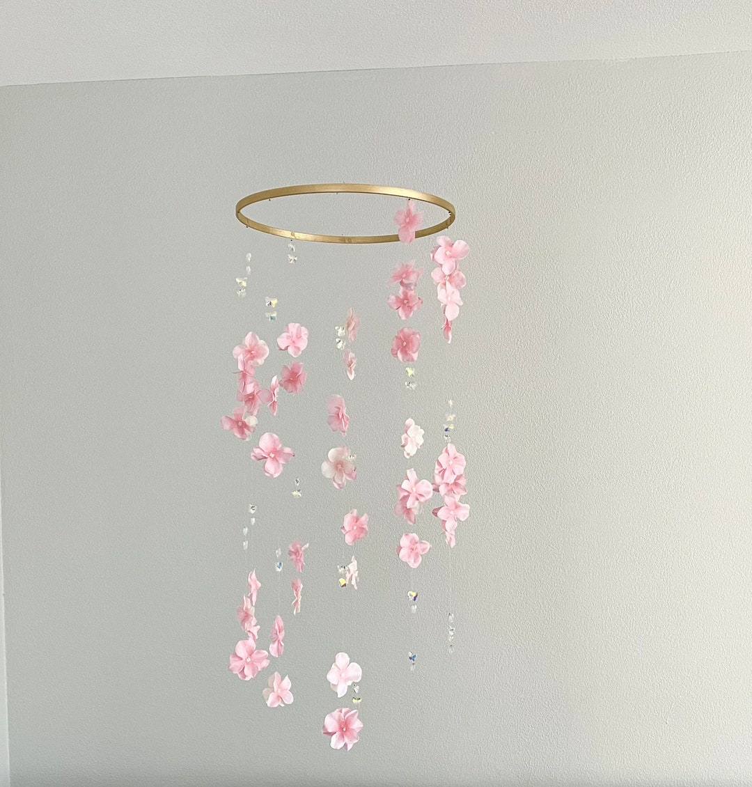 Flower Mobile, Butterfly Baby Mobile, Pink Flower Mobile, Butterfly Floral Baby Mobile, Baby
