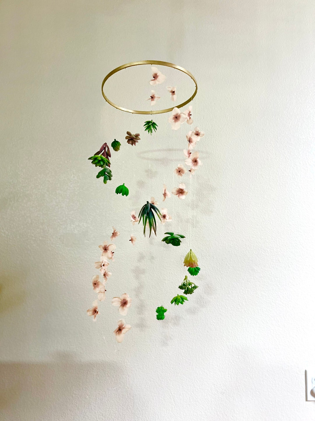 Succulent Flower Mobile, Pink Blush Baby Mobile, Pink Flower Mobile, Floral Baby Mobile, Baby