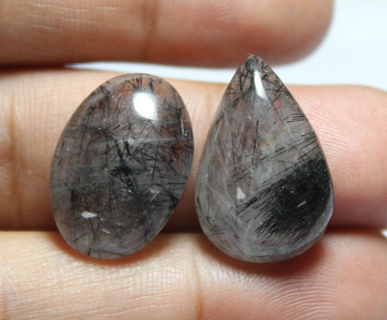 100 Natural Black Rutilated Quartz CabochonBlack Rutile Etsy