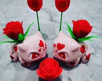 Valentine&#39;s Day Bulbasaur-inspired Charmander-inspired Heart Monster Rose Hearts 3D Printed Figure
