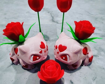 Valentine's Day Bulbasaur-inspired Charmander-inspired Heart Monster Rose Hearts 3D Printed Figure