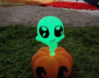 3D Printed Halloween Glow In The Dark Pumpkin Ghost Figure Cute Cartoon