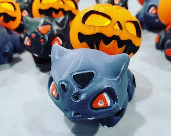 Halloween Bulbasaur-inspired Pumpkin Monster Jack O'Lantern 3D Printed Figure