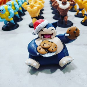 Christmas Holiday Pokemon-inspired Santa Cookie Monster Snorlax 3D Printend Figure