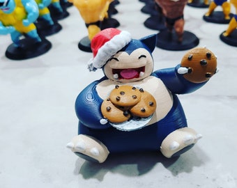 Christmas Holiday Pokemon-inspired Santa Cookie Monster Snorlax 3D Printend Figure