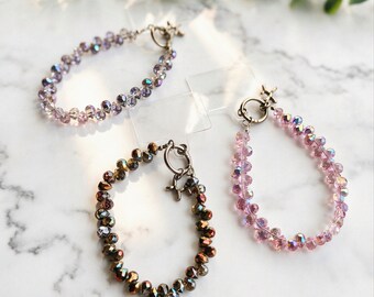 Crystal Beaded Phone Charm Strap, AB Crystal Wristlet Bracelet, Bag Keychain, Boho Accessory