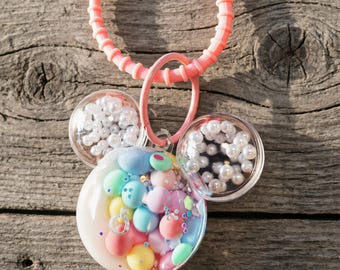 Mickey Head Fidget Keychain, Kawaii Liquid Glitter Bag Charm, Colorful Ball Floaty Accessory
