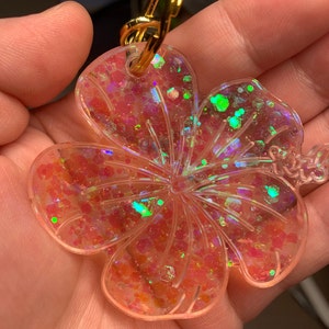 Glitter Hawaiian Flower,Hibiscus Flower Keychain
