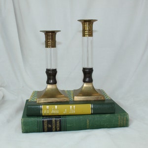 Gorgeous Vintage Brass and Lucite Candlestick Holders