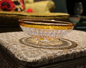Vintage Crystal and Amber Dish