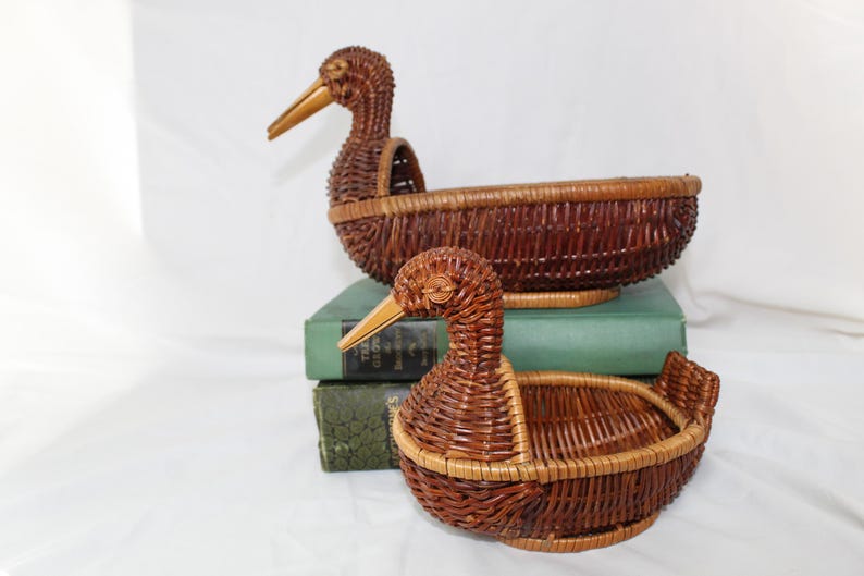 Unique Vintage Duck Baskets (Set of 2)
