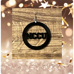 NCCU Hoop Earrings, NCCU Earrings, NCCU gift, nccu grad, nccu accessories, nccu jewelry, nccu celebration, nccu party