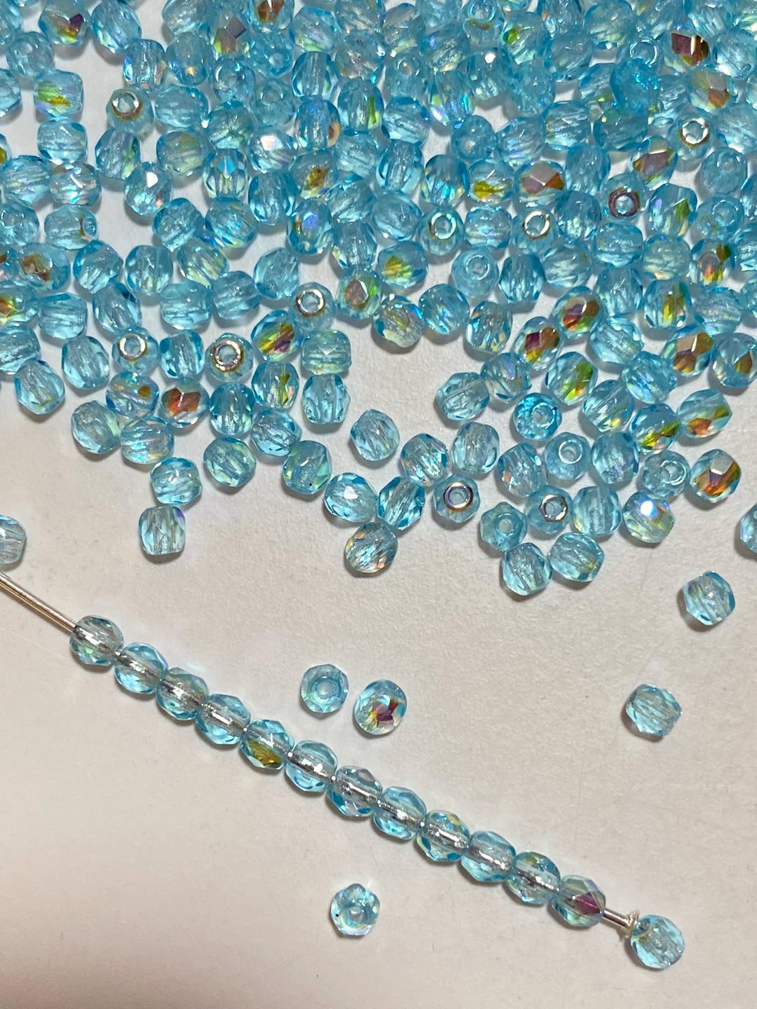 3mm Fire Polish Bead Light Blue Baby Blue Transparent AB Genuine 