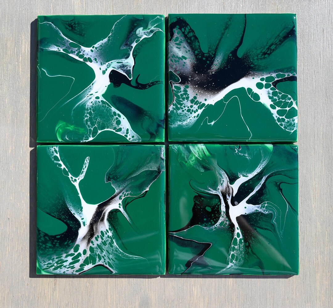 Ceramic Tile Coasters Acrylic Pour/fluid Art Hand Painted | New York ...